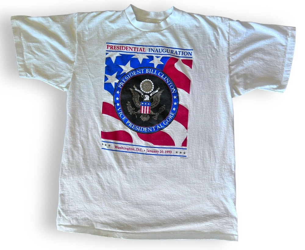 Vintage CLINTON GORE T-Shirt XL Single Stitch  Presidential Inauguration 1993